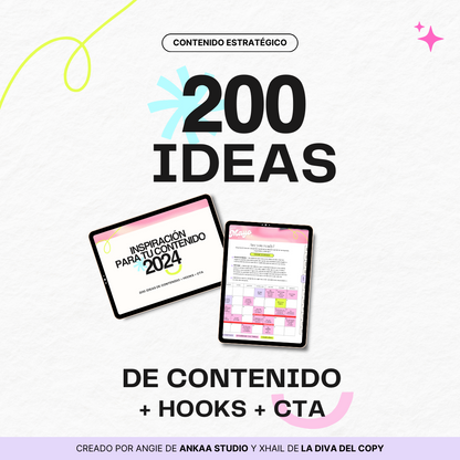 ✨Plan de contenido con 200 IDEAS DE CONTENIDO + BONUS